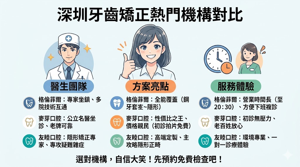深圳牙齒矯正全解析：三大口腔機構優劣對比，幫你選擇最適合的笑容方案